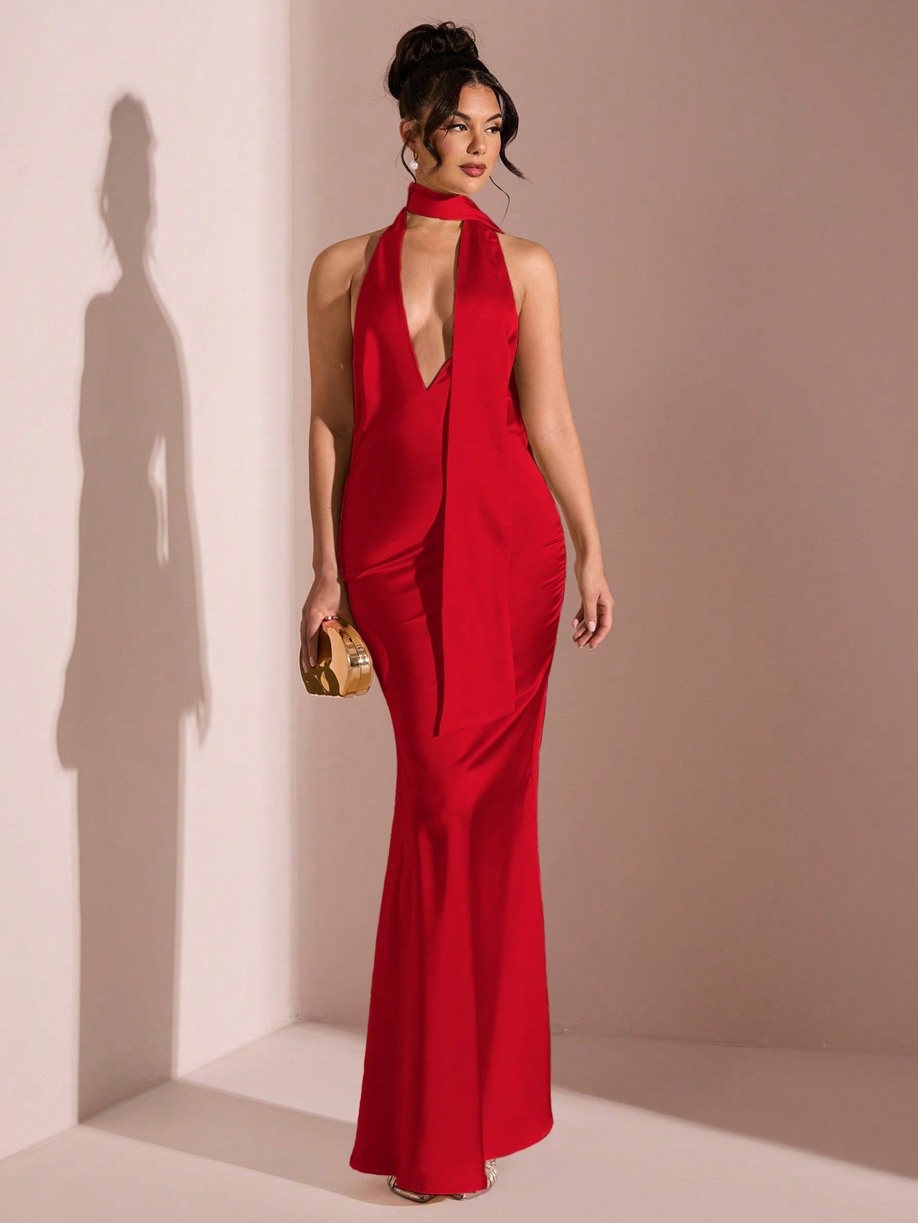 Elegant Yellow Satin Backless Maxi Dress with Halter Tie for Spring an Canary Houze Elegant Yellow Satin Backless Maxi Dress with Halter Tie for Spring an Canary Houze
