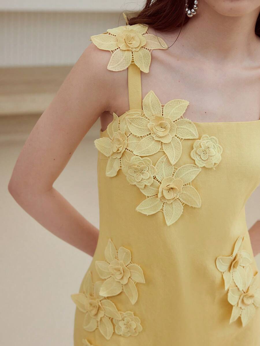 Step into sunshine with this Floral Appliqué Summer Zipper Dress! Bright blossoms add a fun, flirty touch while the easy zipper makes dressing a breeze. Lightweight and breezy, it’s your perfect pick for garden parties, beach strolls, or simply turning heads wherever you go. Effortless elegance never looked so playful!