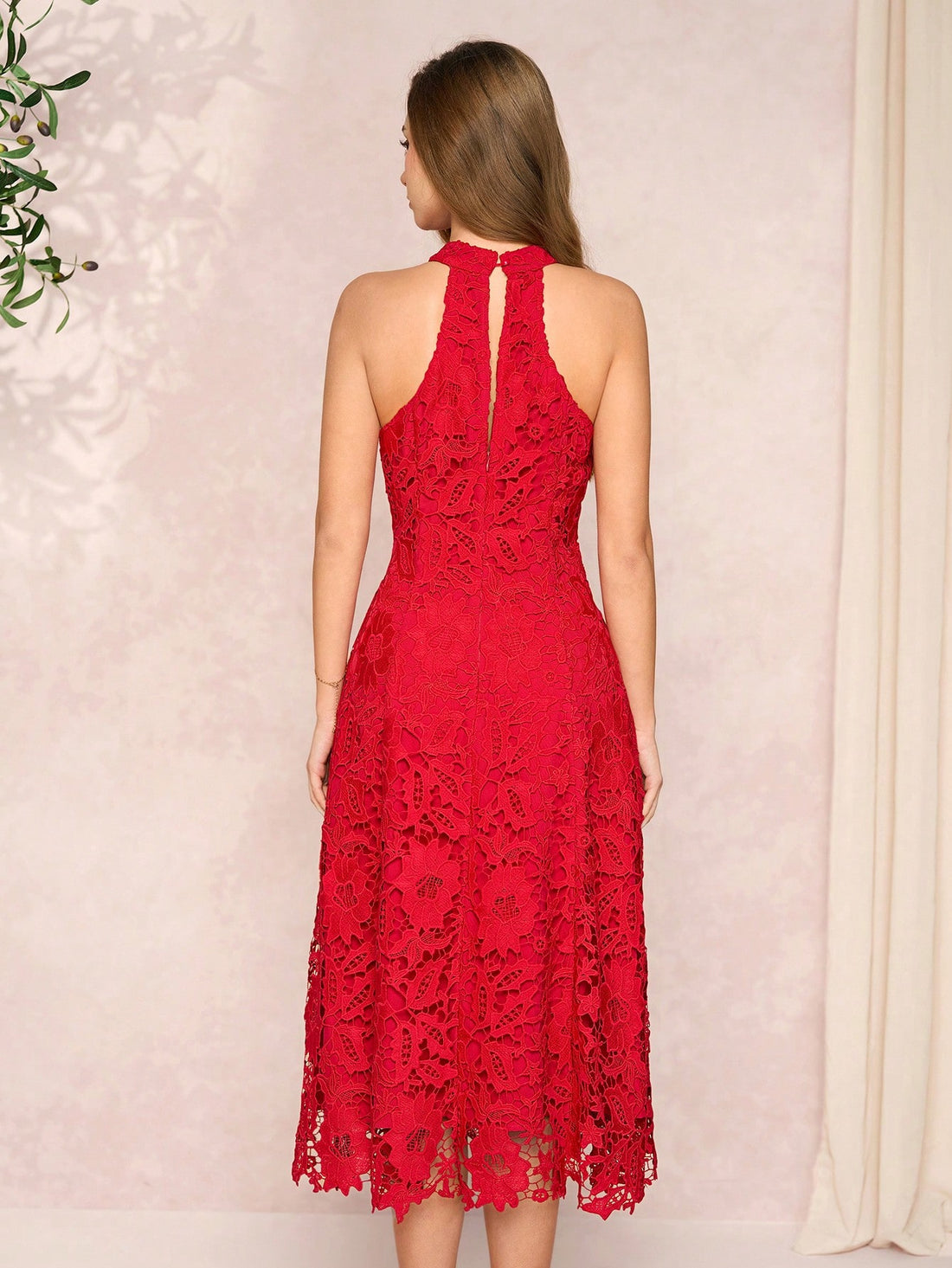 Turn heads with this Women's Red Lace Halter Dress, your go-to for Valentine’s Day, weddings, or sunny summer days. Its delicate lace and flattering halter design bring flirty charm to any occasion, while the vibrant red hue adds a bold pop of color. Feel confident and effortlessly stylish wherever you go!