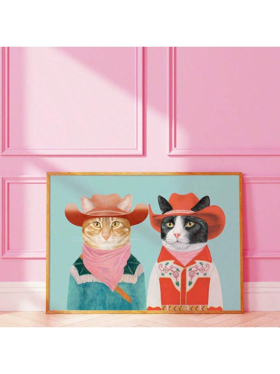 Yee-haw! Saddle up with this charming cowboy cat canvas art print, perfect for cat lovers who appreciate a touch of whimsy. Adorn your walls with the colorful and minimalist design of this unique piece. Meow-velous!