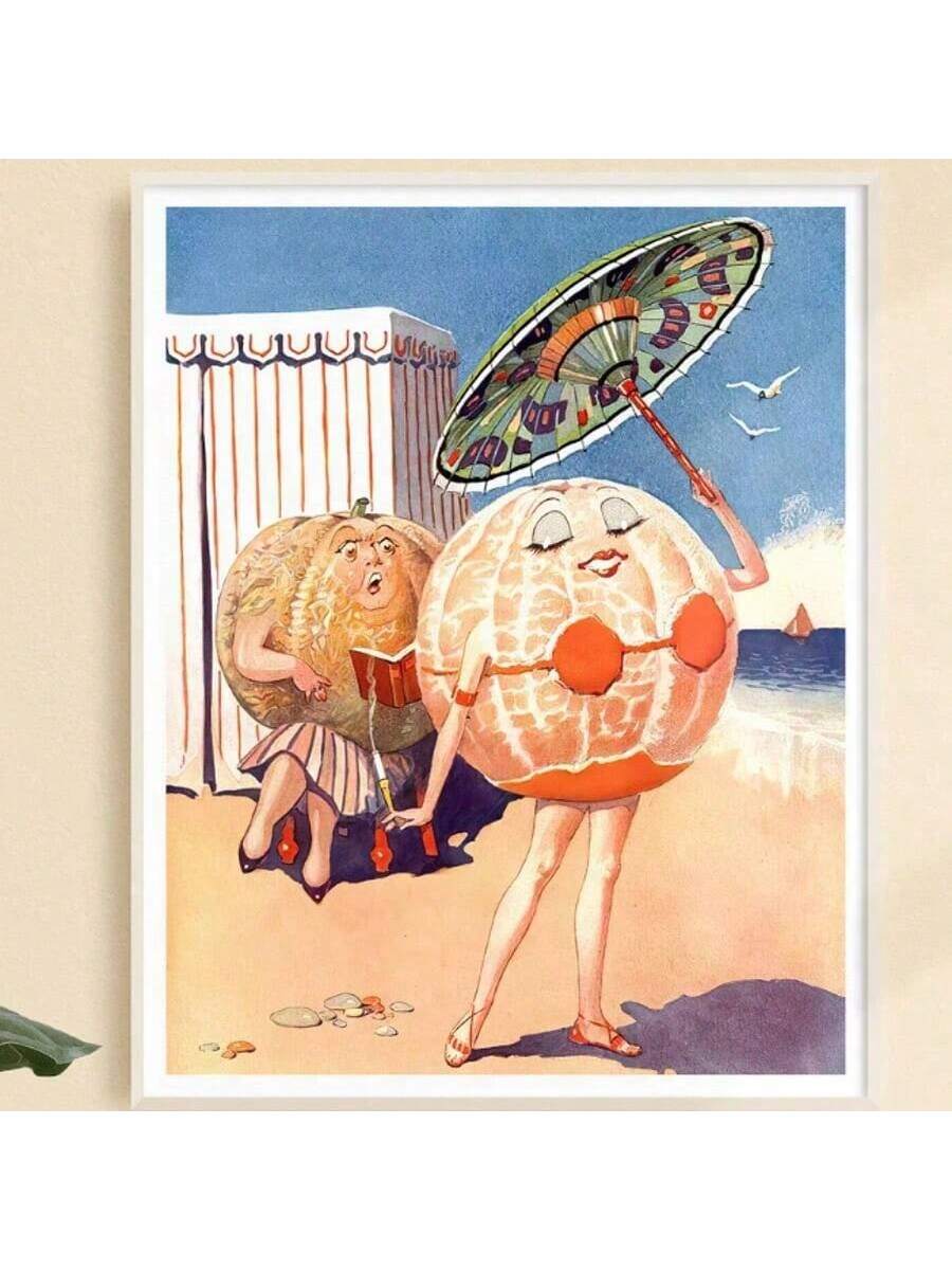 Refresh your living space with this one-of-a-kind Whimsical Vintage Orange Woman Art Print. Featuring a unique and bizarre design, this canvas poster is perfect for bringing a touch of whimsy to your modern kitchen or living room. Add a pop of color and personality to your home decor with this funky art print!