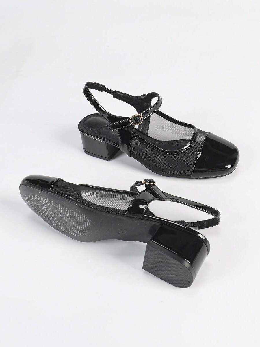 patent slingback Mary Jane pumps image 16 showing visible heel, strap, toe, color, and material details