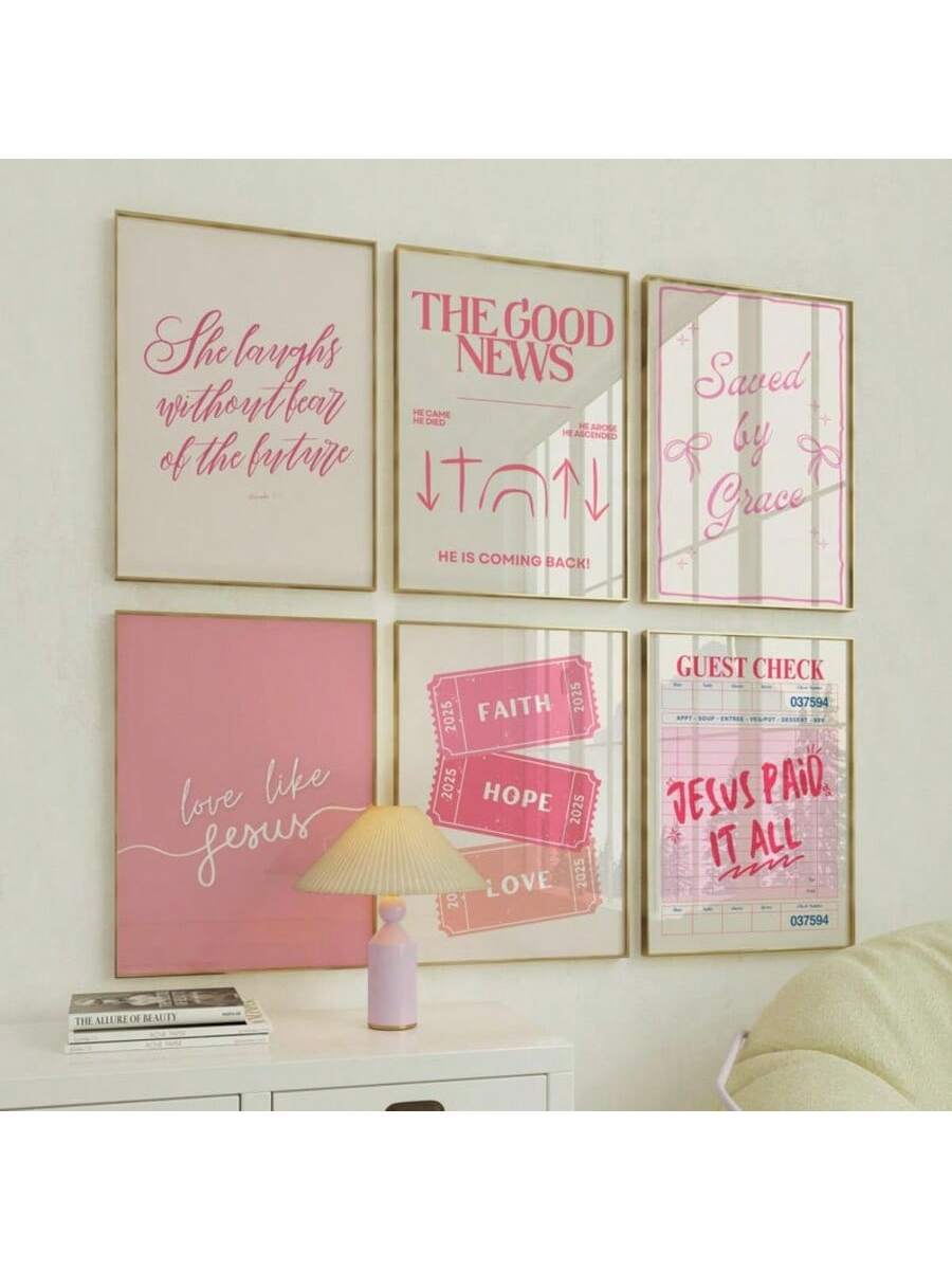 Brighten your space with this playful 6-piece Christian wall art set featuring floral Bible prints. Perfect for adding a touch of faith and fun to your girly bedroom, lively living room, or inspiring office. Each vibrant piece combines uplifting scripture with charming floral designs to keep your spirit cheerful every day.