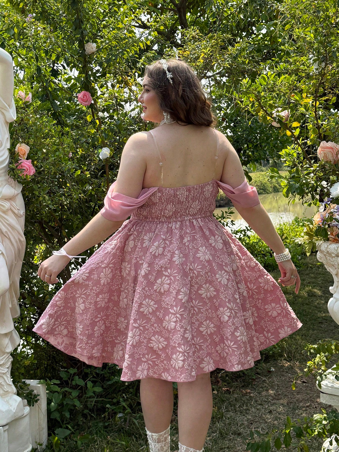 Take your style to the next level with our Elegant Plus Size Off-Shoulder Ruffled Chiffon Mini Dress! Perfect for summer vacations, this dress features a flattering off-shoulder design and playful ruffled details. Made with lightweight chiffon, it will keep you looking chic and feeling comfortable all season long.