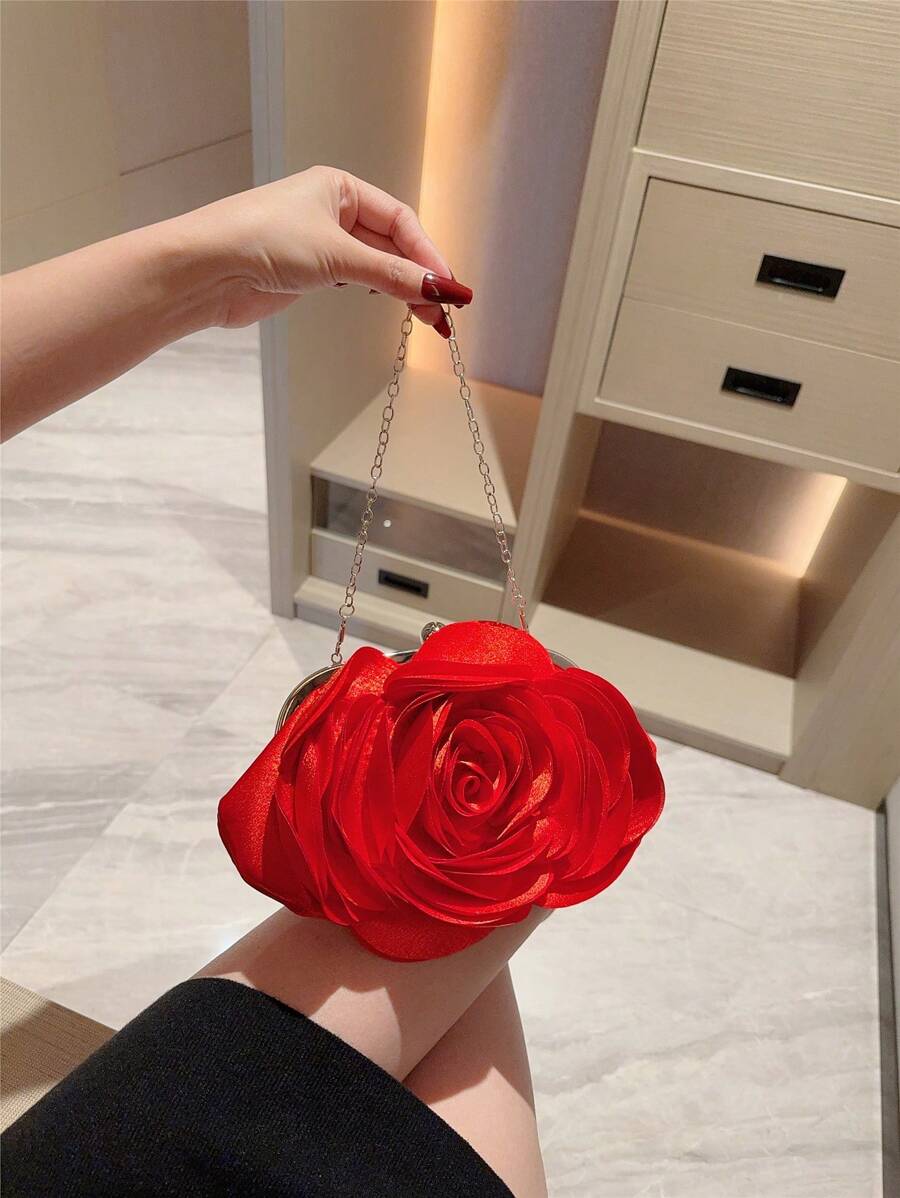 Add a touch of whimsy to your evening look with this Elegant 3D Rose Petal Clutch Bag. Crafted to mimic delicate rose petals, it’s the perfect floral accessory to brighten weddings and formal events. Compact yet eye-catching, it holds your essentials while making a charming statement. Carry a bouquet in style wherever you go!