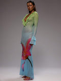 Green mesh maxi dress view 2