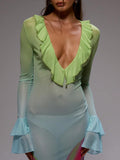 Green mesh maxi dress view 4