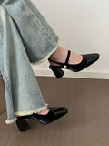 vintage peep toe block heel pumps image 32 showing visible heel, toe, strap, color, and material details