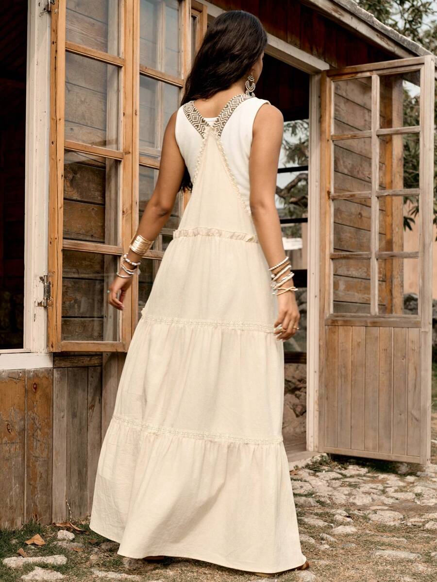 Cotton pinafore midi dress view 5