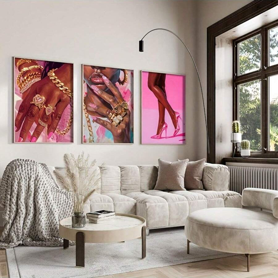Pink heels and crossed legs glamorous canvas artwork