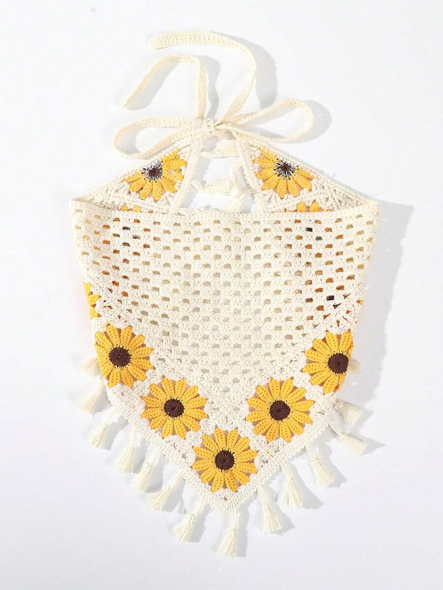 Elevate your accessory game with this chic beige crochet bandana headscarf. Crafted with delicate crochet detailing and finished with charming tassels, it's the perfect blend of style and versatility. Whether you're hitting the gym, enjoying a beach day, or embracing cozy fall and winter looks, this headscarf keeps you looking effortlessly put-together. The breathable crochet design offers comfort for all-day wear, while the neutral beige tone pairs seamlessly with any outfit. 