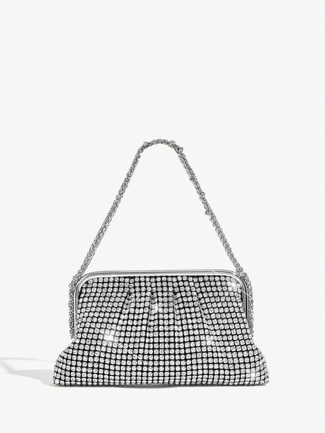 Sparkle through the night with this dazzling diamond-studded evening clutch! Perfect for those moments when you want to turn heads, this glitzy accessory transforms any outfit into red-carpet worthy glamour. The elegant design pairs effortlessly with formal wear, while the shimmering embellishments catch light from every angle. Compact yet spacious enough for your essentials, it's the ultimate finishing touch for galas, parties, and special occasions. Make a statement that says you don't do ordinary.