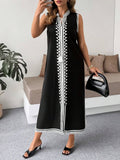 Step out in style with this Trendy Plus Size Minimalist Geometric Sleeveless Spring Dress. Its clean lines and bold geometric patterns bring modern charm, while the long slit adds a flirty touch perfect for warmer days. Light and breezy, it’s designed to keep you comfortable and confident all season long.