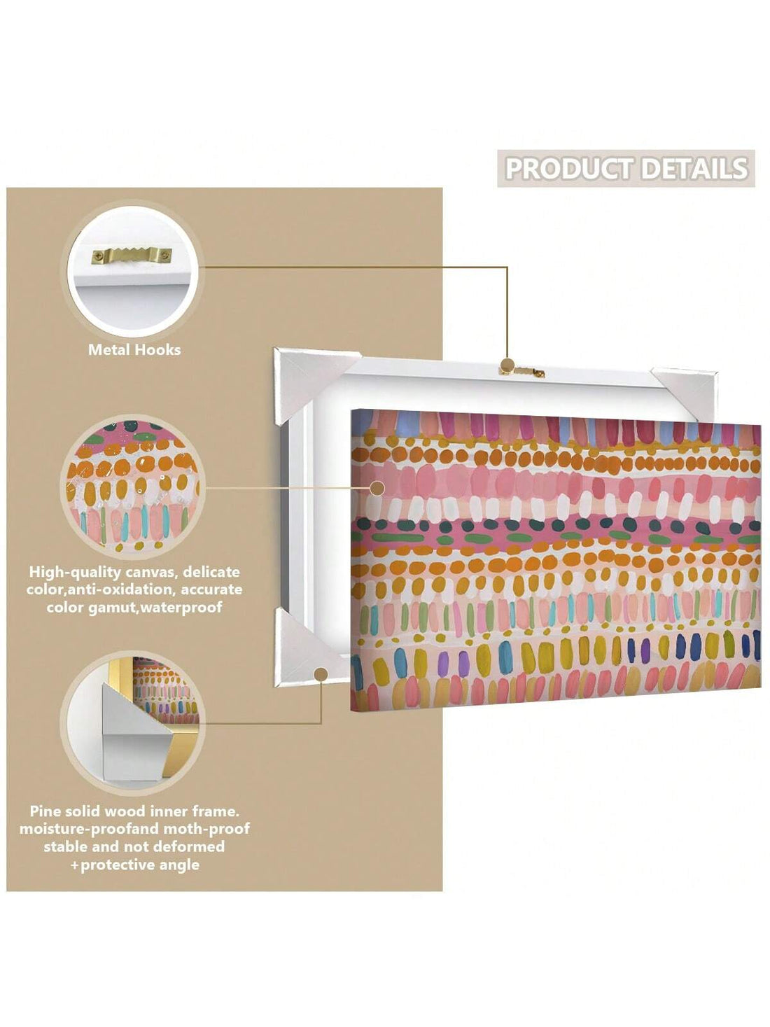 Add a splash of color and fun to any space with this vibrant geometric abstract canvas art print. Its bold shapes and lively hues bring energy to your living room, bedroom, kitchen, or office. Lightweight and easy to hang, it’s the perfect way to brighten your walls and spark creativity wherever you choose to display it.