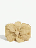 Side view of woven mini evening bag for vacation styling