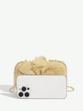Back view of apricot flower clutch bag for women