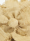 Mini box bag silhouette with raffia texture and floral accent