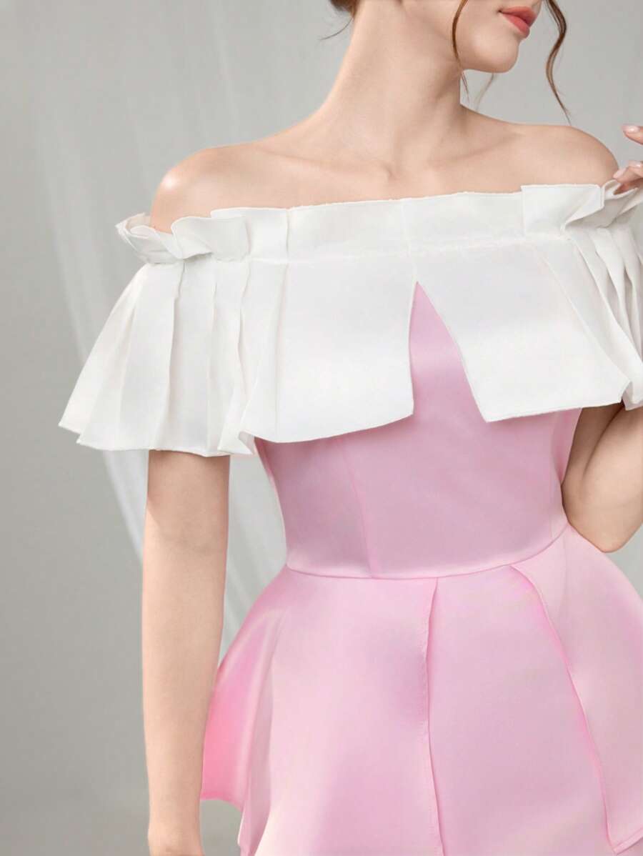 Elevate your formal wardrobe with this stunning off-shoulder evening gown, expertly crafted for those who demand sophistication. The graceful A-line silhouette flatters every figure, while the pink and white color palette offers timeless elegance. Intricate embroidery and beaded detailing create a luxurious focal point, catching light beautifully throughout the evening. Designed for graduations, galas, and milestone celebrations, this gown combines refined craftsmanship with contemporary style. The off-shou