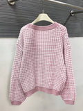 Side profile of Women’s Plaid V-Neck Button-Up Cardigan for Effortless Style and Comfort V-neck button-up styling