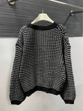 Color view of Women’s Plaid V-Neck Button-Up Cardigan for Effortless Style and Comfort in Black