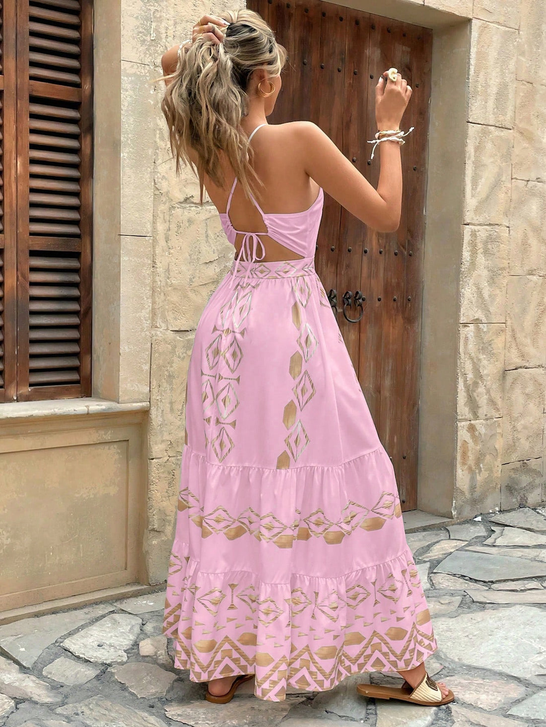 Get ready to shine this holiday season with our Exquisite Holiday Gold Print Hollow Back Dress! Featuring beautifully intricate gold print and a unique hollow back detail, this dress is perfect for standing out at any festive occasion. Embrace your glamorous style and turn heads wherever you go!