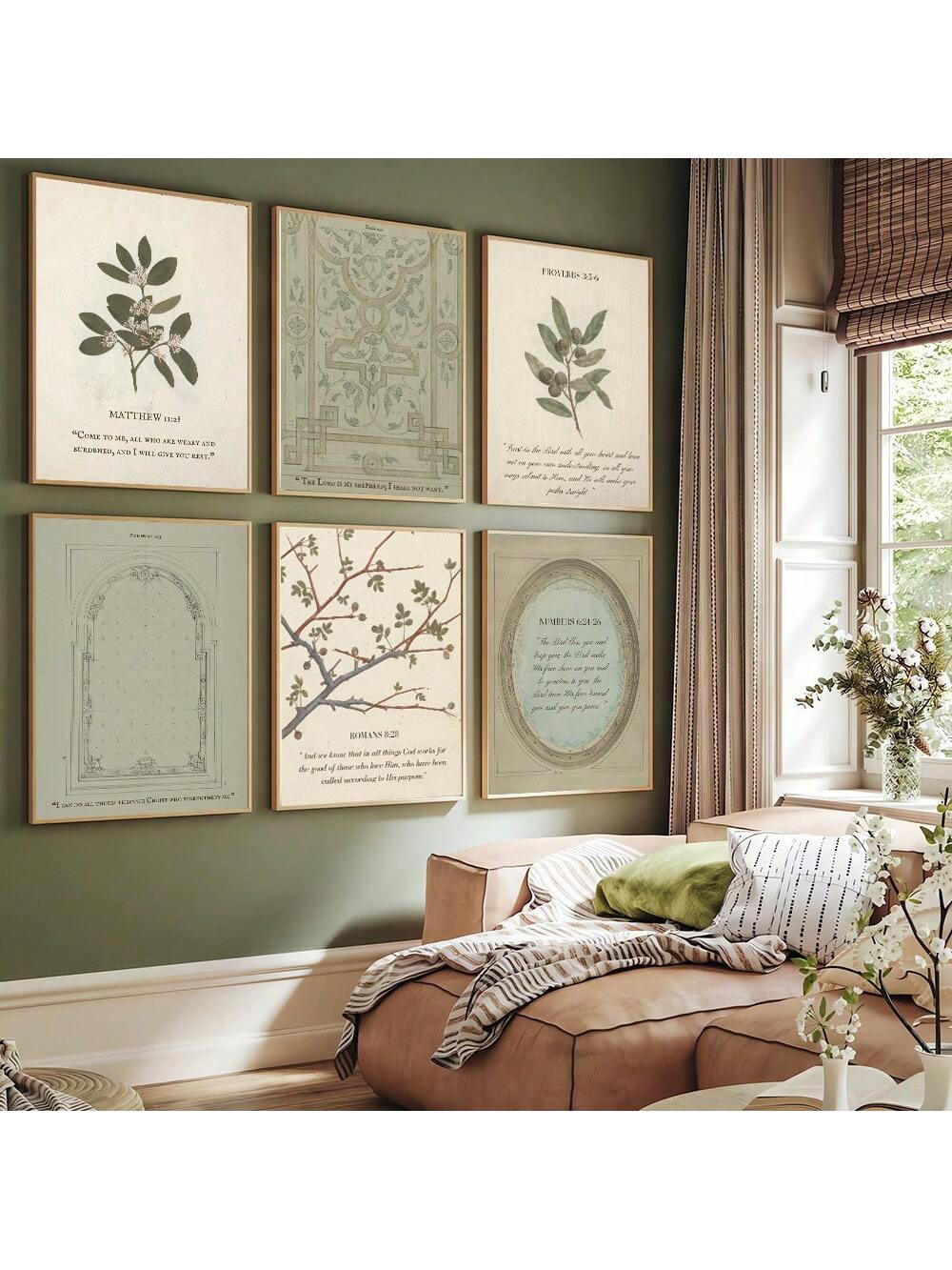 Bring a touch of timeless inspiration to your home with this playful set of 6 vintage-style Bible verse prints. Each piece blends rustic charm with modern design, creating a warm, uplifting vibe perfect for any living space. Whether you're adding character to your mantel or brightening up a cozy nook, these art prints celebrate faith with a fresh, inviting twist.