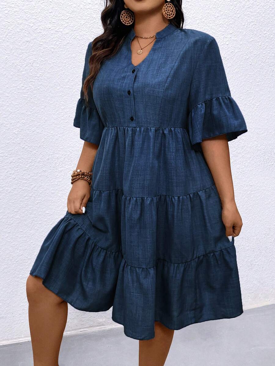 Escape to comfort and style with this plus-size vacation dress designed for effortless elegance. The notch neckline adds a modern touch while the relaxed silhouette flatters every figure. Perfect for beach days, casual dinners, or exploring new destinations, this dress transitions seamlessly from day to night. Lightweight fabric keeps you cool and comfortable in warm weather, while the timeless cut ensures you'll reach for it again and again. Pack light, look polished, feel confident.