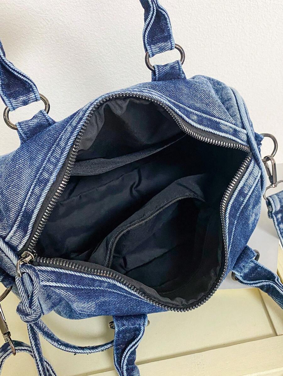 Grab your style and essentials in one with the Vintage Washed Jeans Messenger Bag! This Y2K-inspired shoulder tote brings a cool, casual vibe to your work, travel, or school days. Its washed denim look gives off laid-back charm while roomy compartments keep your belongings organized and within easy reach. Perfect for those who love a blend of retro flair and everyday practicality. Ready to tote your world in style?