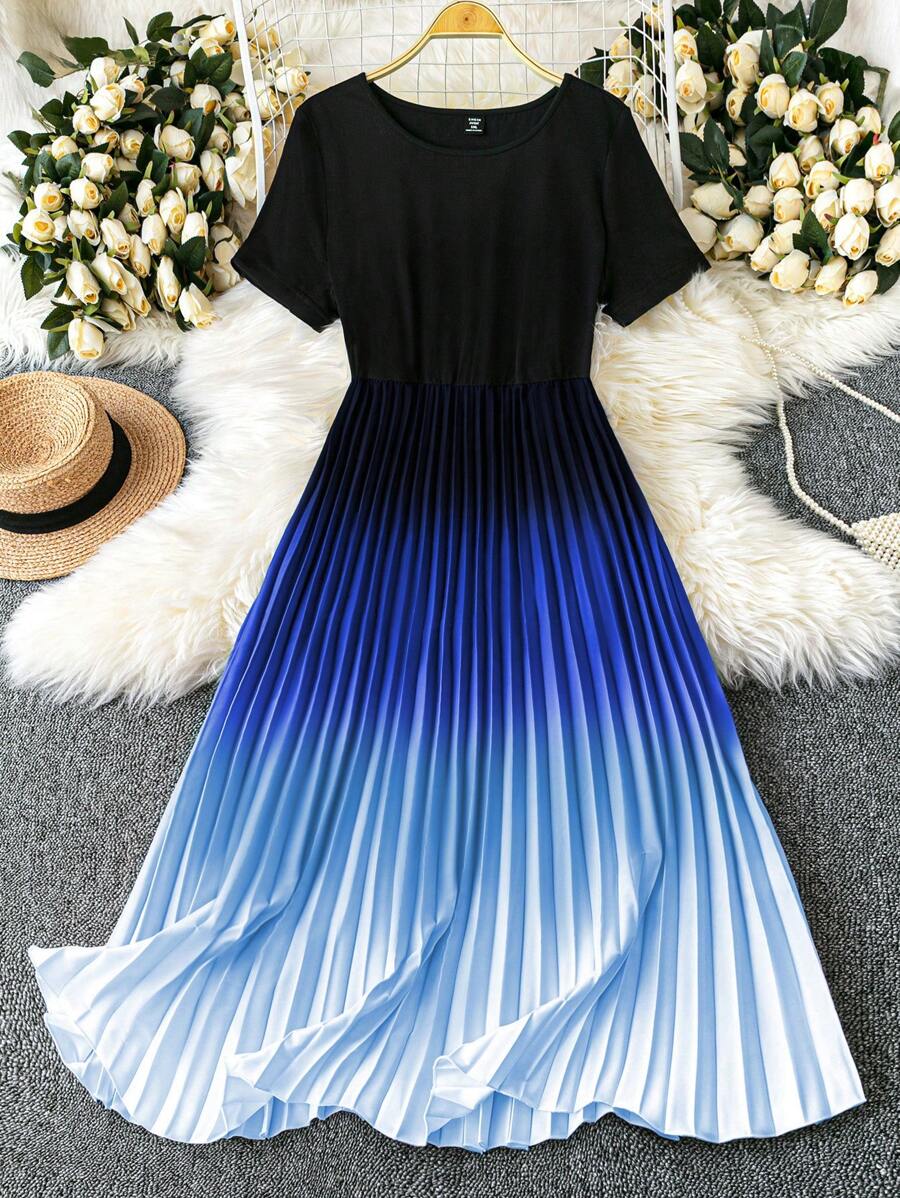 Step out in style with this Plus Size Ombre Pleated Hem Dress Set! The soft brushed knit fabric feels like a gentle hug, while the short sleeves and fitted design highlight your curves with a slimming touch. The playful ombre color fades into a charming pleated hem, adding a flirty twist perfect for any occasion. Comfortable, cute, and made to move with you—this dress set is your new go-to for effortless flair.