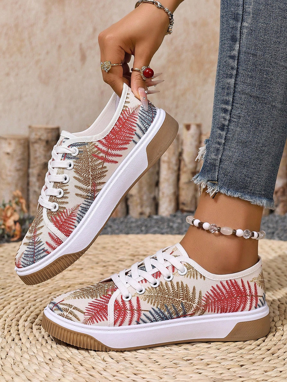 Step up your style game with these playful women's bohemian skate sneakers! Featuring a bold leopard print and crisp white lace-up design, these low-top kicks blend casual comfort with eye-catching flair. Perfect for skate sessions or everyday adventures, they add a fun, trendy twist to any outfit.