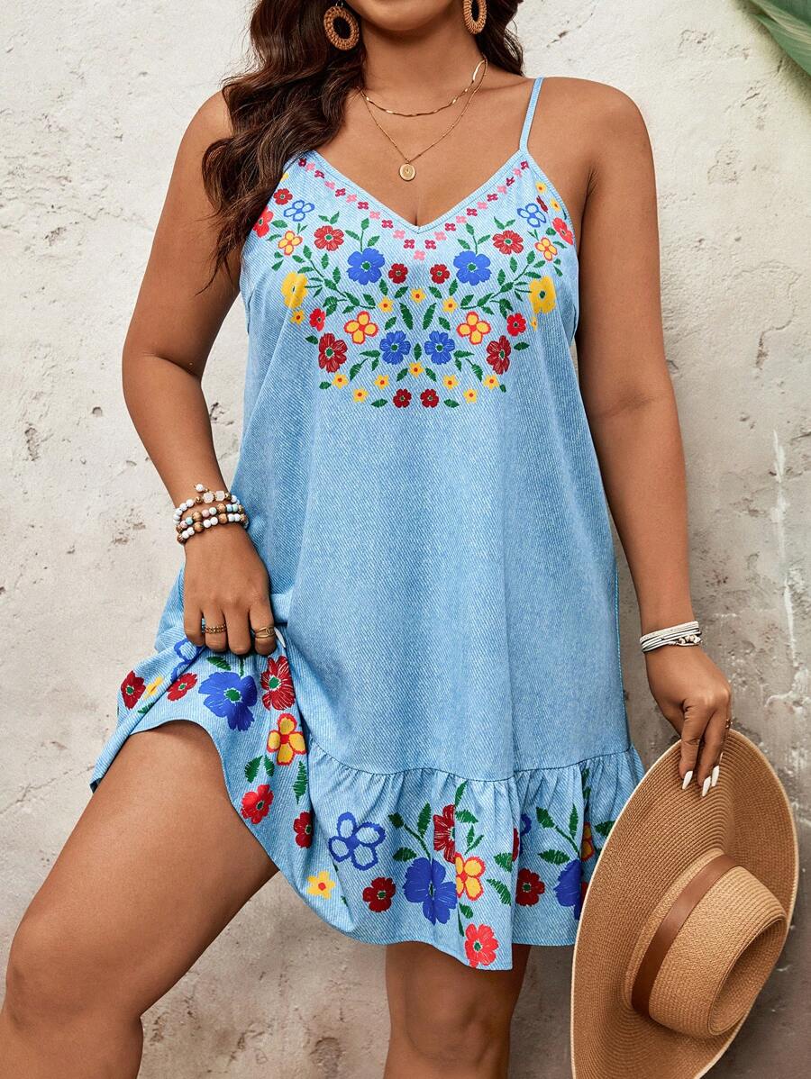 Celebrate the season in style with this Chic Plus Size Holiday Print Cami Dress. Its breezy, effortless design keeps you comfortable while the festive print adds a splash of holiday cheer. Perfect for parties or casual gatherings, this sundress lets you shine with ease and confidence all season long.