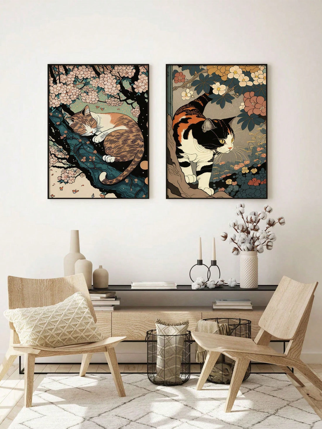 Transform your space with these whimsical Vintage Japanese Ukiyo-E Style Cat Canvas Art Prints! These charming feline-inspired pieces blend traditional Japanese artistry with playful cat personalities, adding a touch of cultural flair and cozy warmth to any room. Perfect for cat lovers and art enthusiasts looking to create a unique, conversation-starting atmosphere in their home!