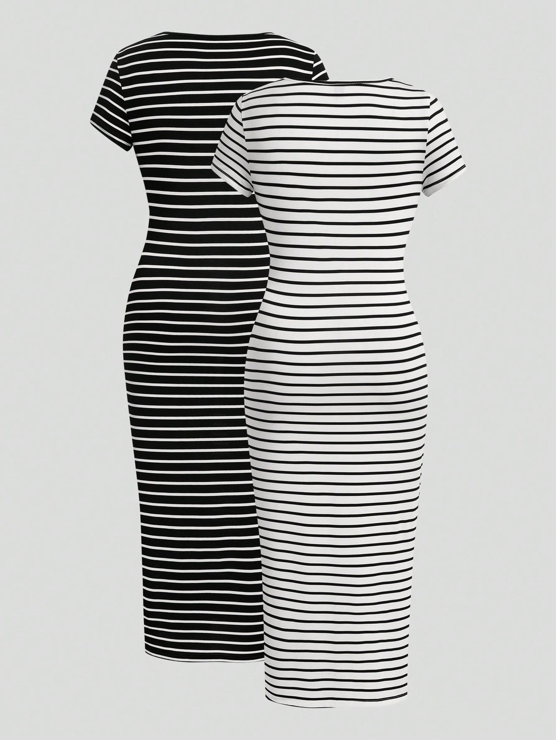 Rock the summer in style with our Plus Size Striped Long Dress Set! Featuring a trendy black, white, and gray design, this casual outfit will keep you looking effortlessly chic. Perfect for a day out or a relaxing evening, this dress set will have you feeling confident and comfortable.