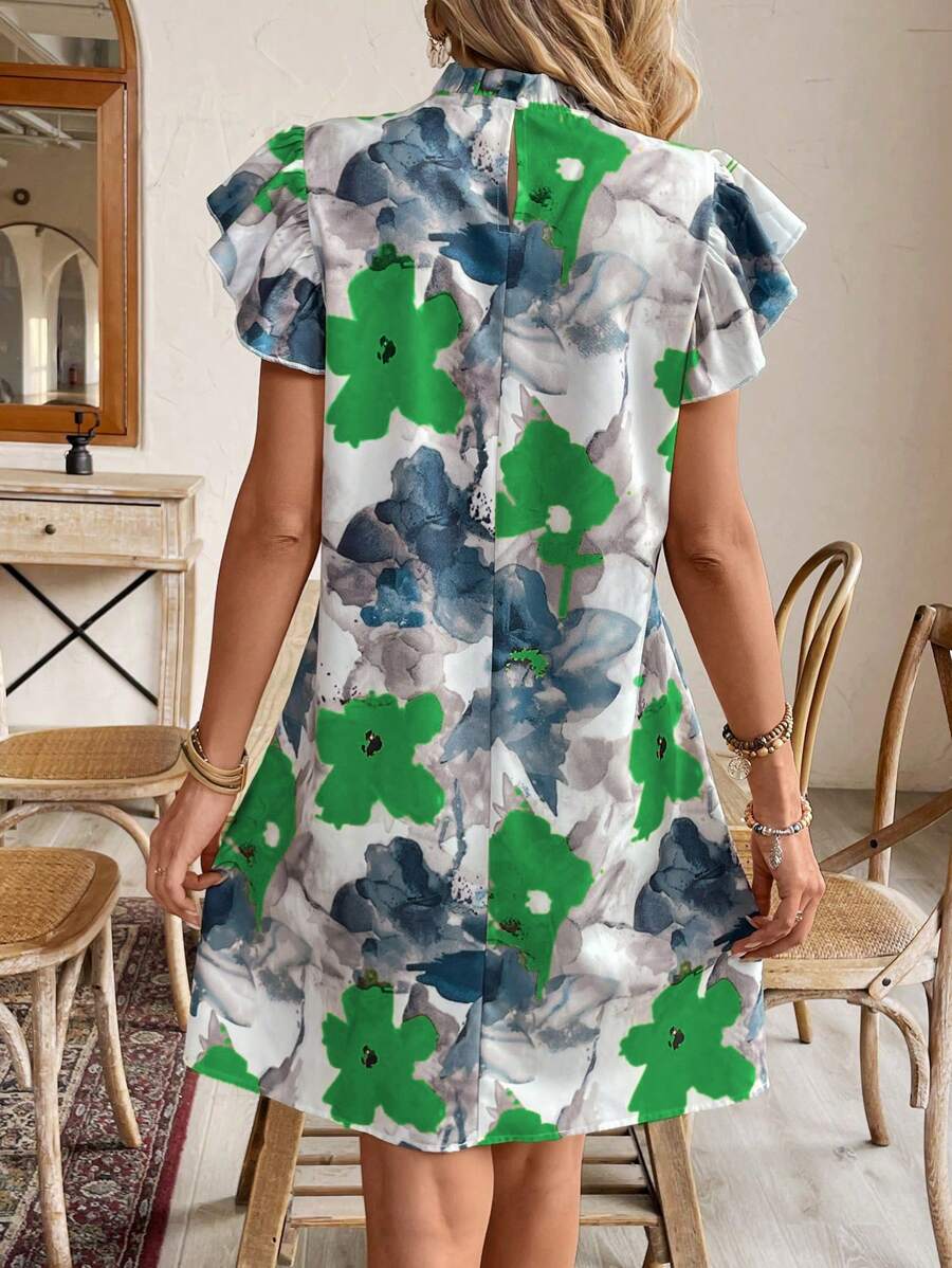 Get ready to breeze through your vacation in style with our Breezaya Floral Print Ruffled Sleeve Dress. This fashionable and playful outfit will make you stand out on the beach with its vibrant floral print and trendy ruffled sleeves. Perfect for a fun and carefree getaway. (Don't forget your sunnies!)