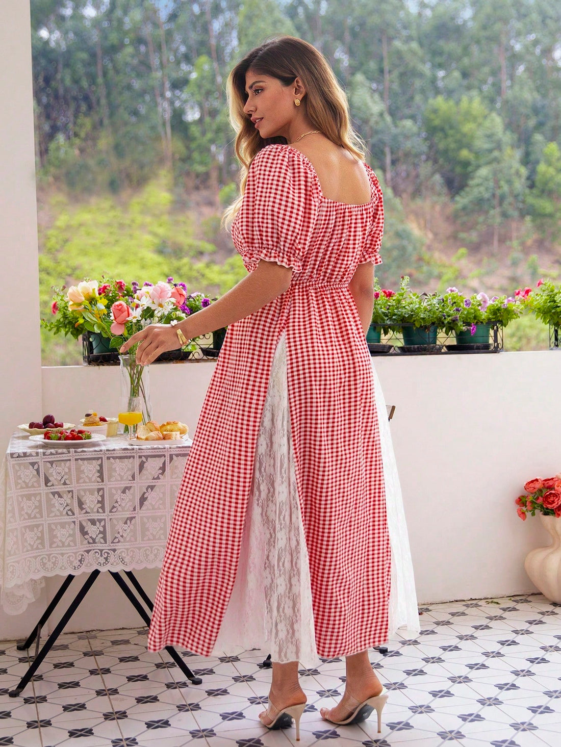 Step into summer with flair in this Elegant Plus Size Puff Sleeve Plaid Lace Mesh Dress. Featuring playful puff sleeves and a vintage floral plaid design, this dress combines classic charm with modern comfort. The delicate lace mesh adds a touch of whimsy, making it perfect for sunny days and garden parties. Embrace your style with a dress that celebrates curves and radiates joyful elegance wherever you go.