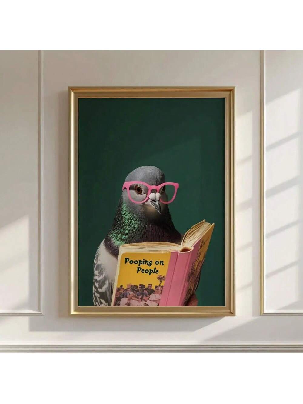 Transform your bathroom or any room into a conversation starter with this Whimsical Pigeon Pooping Wall Art. This unique canvas print delivers unexpected humor that's guaranteed to make guests do a double-take. Perfect for those who appreciate quirky décor with personality, this playful pigeon adds a splash of fun to even the most ordinary spaces.