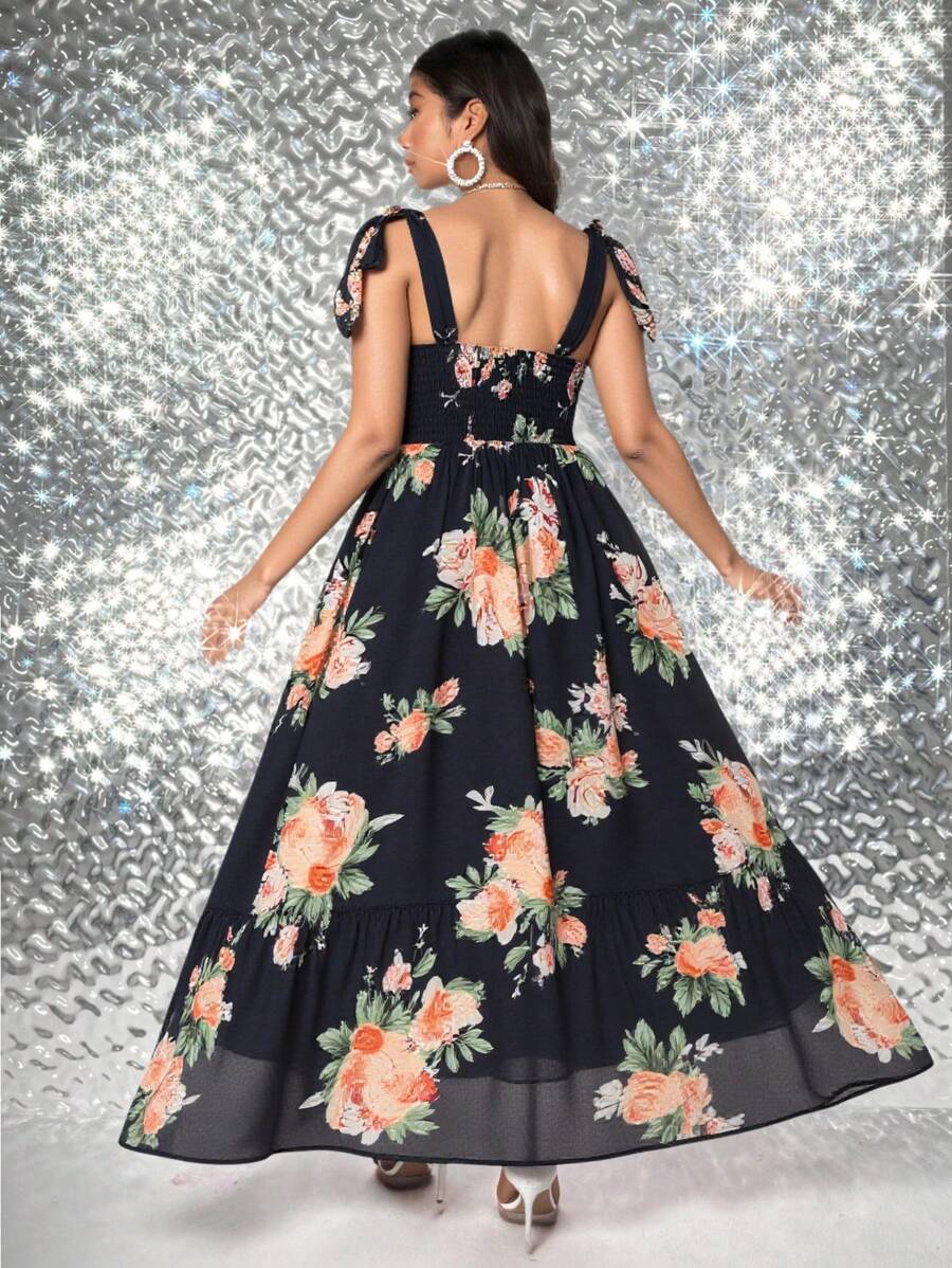 Step into charm and confidence with this Elegant Plus Size A-Line Floral Print Dress. Perfect for weddings or romantic dates, its flattering A-line silhouette embraces your curves while the vibrant floral pattern adds a touch of whimsy. Feel beautiful and playful wherever you go in this dress designed to celebrate you.