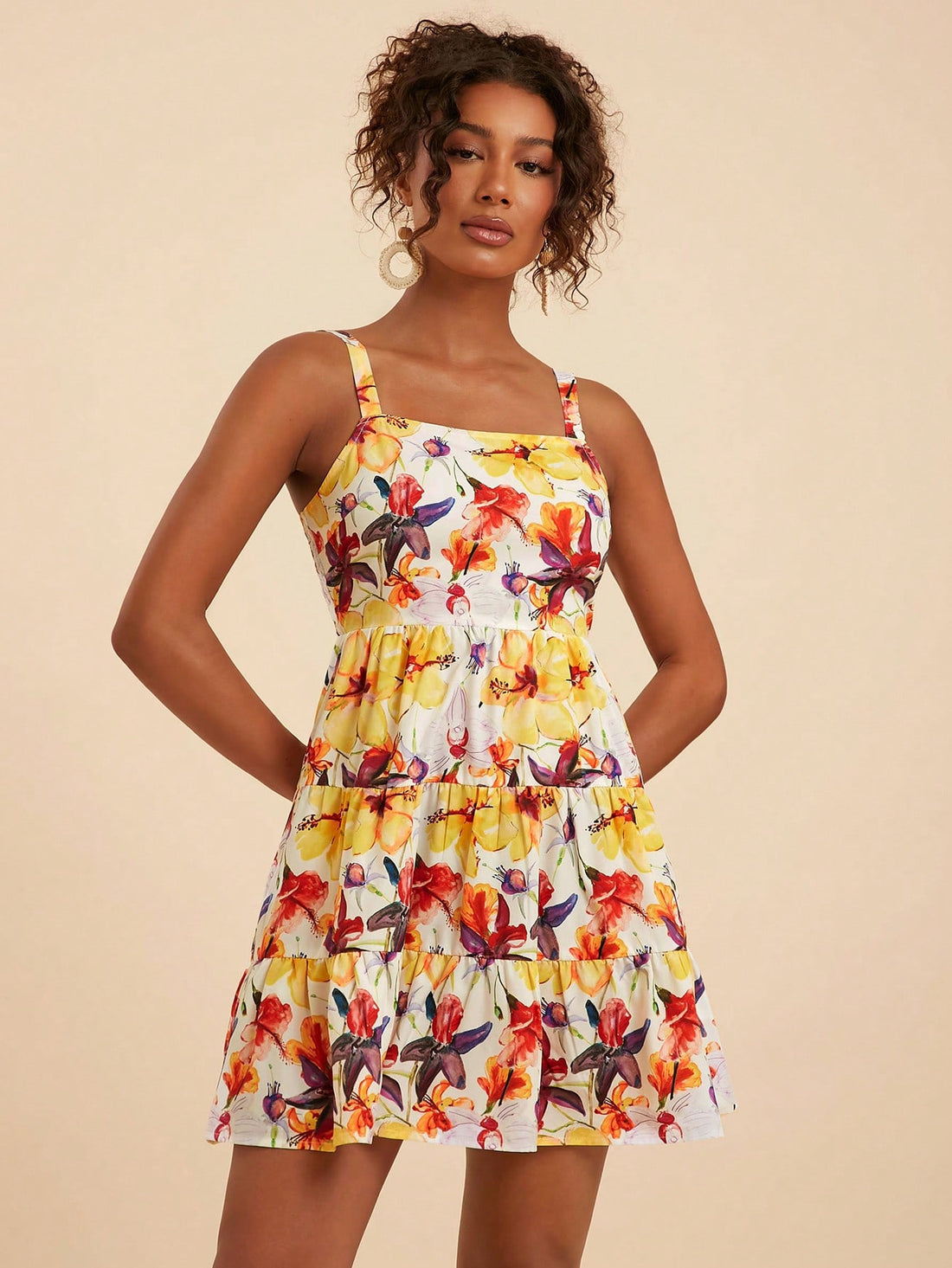 This playful cami dress features a delightful heart pattern and a flirty ruffle hem, perfect for adding a touch of charm to your summer wardrobe. Lightweight and breezy, it’s designed for effortless style and all-day comfort on sunny days and warm evenings.
