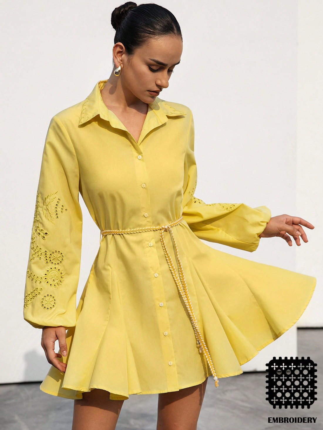 Step into effortless charm with this Elegant Midi Dress, where minimalist French style meets whimsical details. Featuring delicate embroidered lantern sleeves and a flattering cinched waist, it’s perfect for twirling through your day with a playful flair. Whether for brunch or a garden party, this dress brings a touch of lighthearted elegance to your wardrobe.