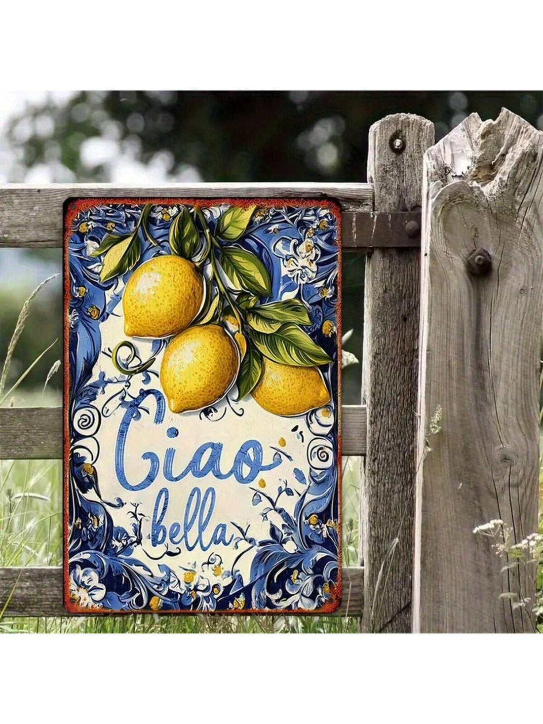 Bring a splash of Italian charm to your space with this delightful "Ciao Bella" tin sign! Adorned with vibrant lemons and playful florals, it's the perfect way to add a sunny Mediterranean vibe to your kitchen or café. This eye-catching piece will have guests smiling and saying "bellissimo" before they even taste your cooking!