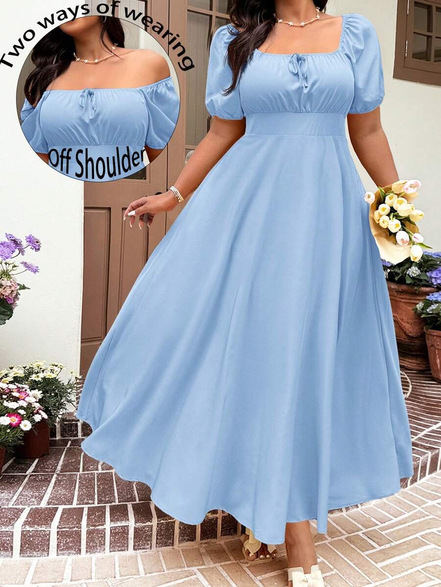 Step out in style with this elegant plus size lilac dress, designed to flatter every curve. The charming tie front adds a playful twist while ensuring a perfect fit. Whether you're headed to a wedding, enjoying a spring vacation, or just out for a casual day, this dress brings effortless grace and comfort to every occasion. Brighten your wardrobe with a touch of lilac fun!