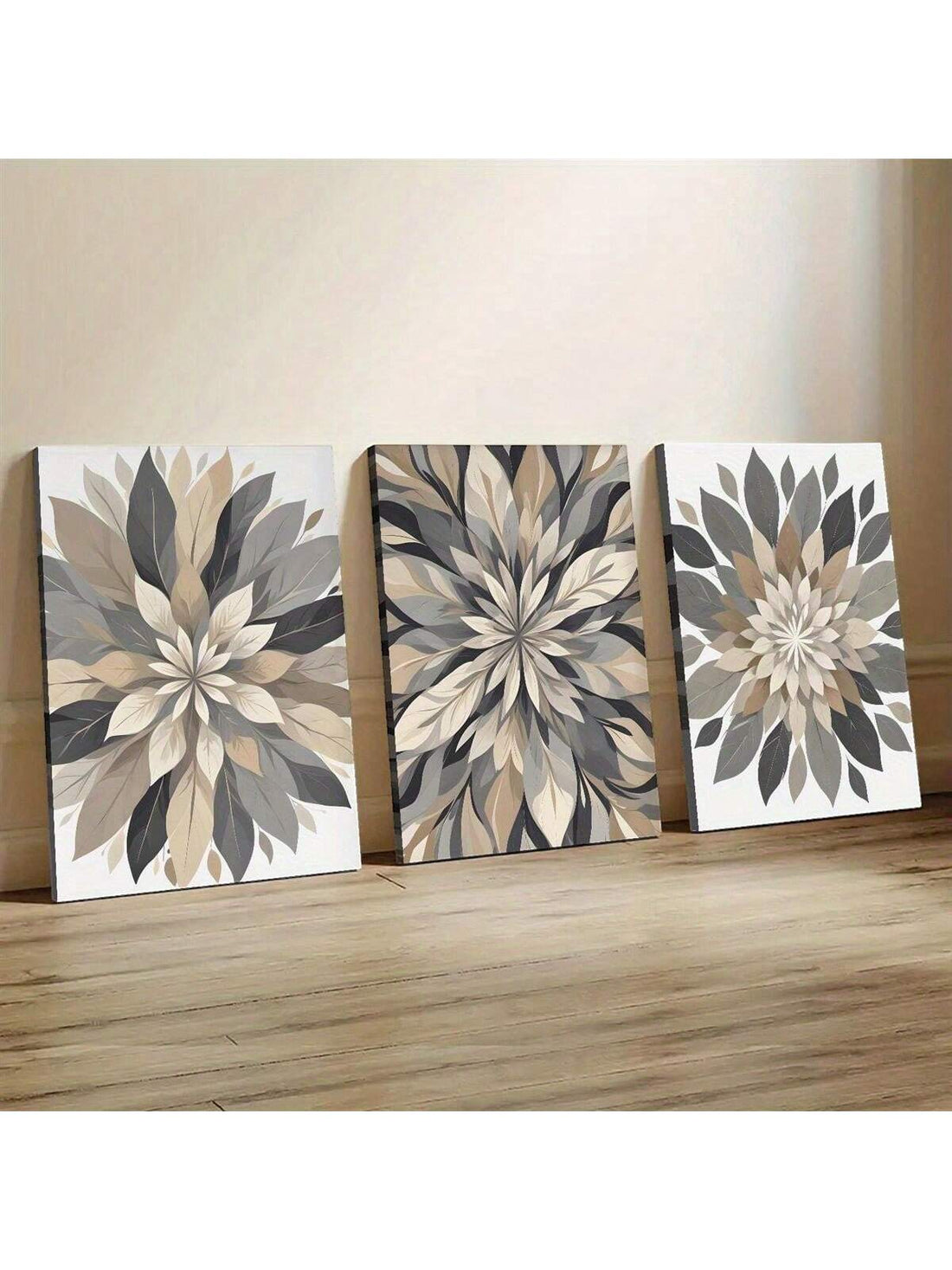 Bring a touch of charm and whimsy to your space with this elegant 3-piece canvas wall art set. Featuring soft beige and gray floral designs, these prints add a playful yet sophisticated vibe to any bedroom or living room. Perfect for brightening up your walls with a chic, nature-inspired flair!