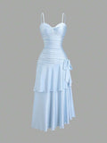 Pink ruffle maxi dress view 3