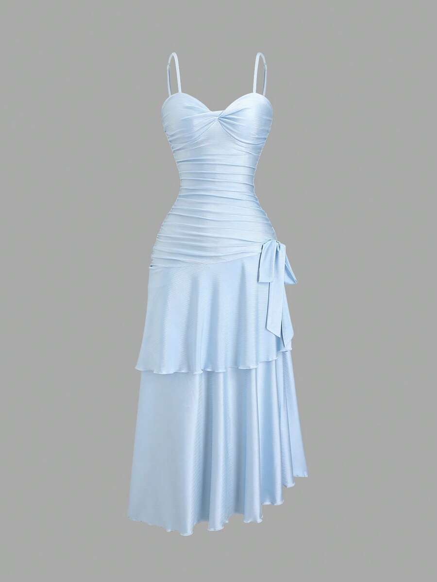 Pink ruffle maxi dress view 3