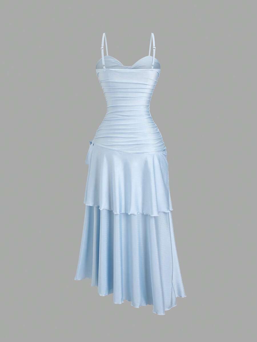 Pink ruffle maxi dress view 4