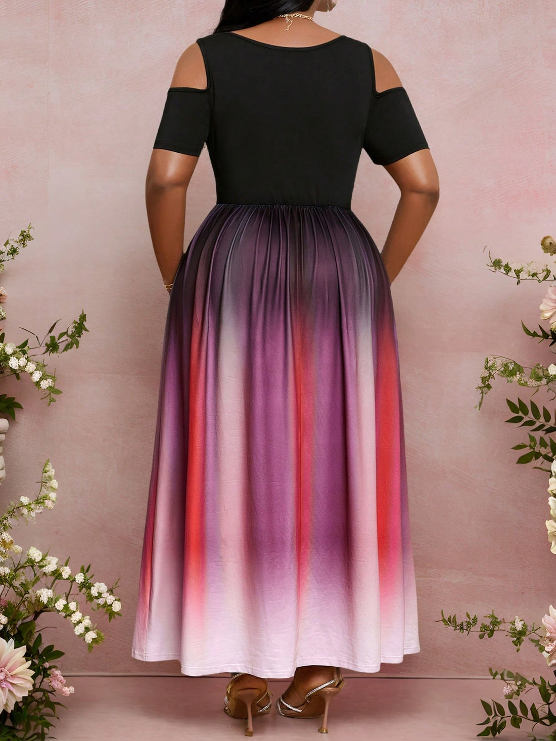 Step out in style with this Elegant Black Gradient Print Off-Shoulder Sundress, designed to flatter every curve in plus sizes. Perfect for spring and summer celebrations, whether you're headed to a graduation, wedding, or a dreamy vacation. Its off-shoulder cut adds a flirty touch, while the gradient print elevates your look effortlessly. Stay cool, chic, and ready to turn heads all season long!