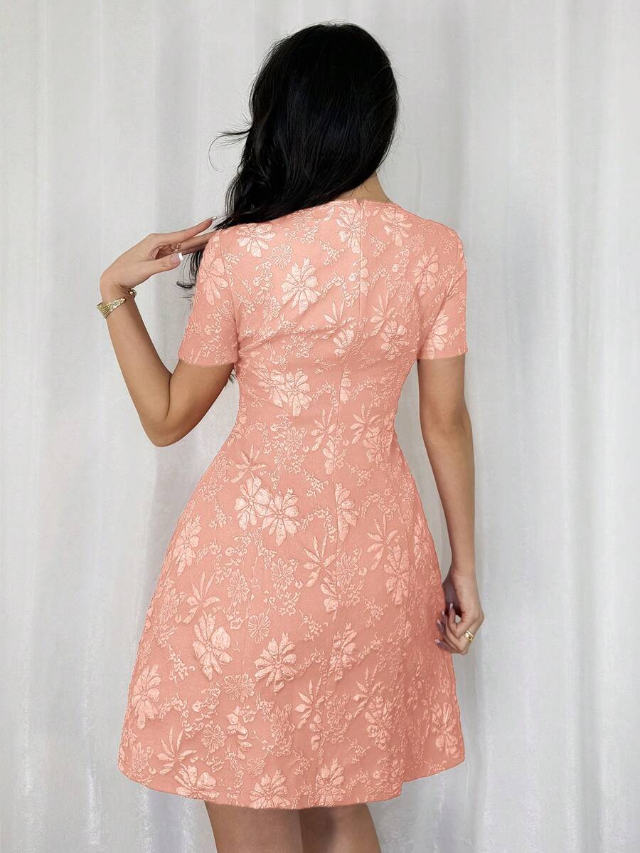 Be the life of the party in our Elegant Jacquard Mini Dress. With its stylish square neck and ruffle hem, you'll turn heads wherever you go. Perfect for any occasion, this dress will show off your playful and stylish side. Don't miss out, add this quirky and fun dress to your wardrobe now!