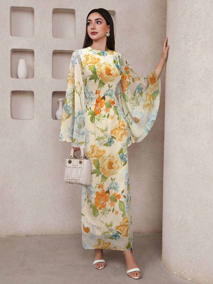 Step into style with this Elegant Floral Print Bell Sleeve Dress, designed to brighten any occasion. The playful bell sleeves add a whimsical touch, while the vibrant floral pattern brings a burst of cheerfulness. Perfect for brunches, garden parties, or casual days out, this dress combines comfort and charm effortlessly. Flowy and flattering, it’s your new go-to for capturing fun, feminine vibes wherever you go.