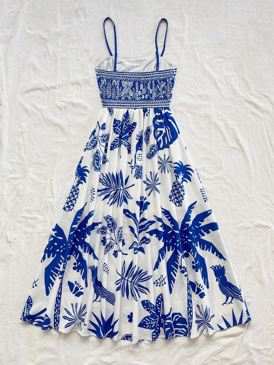 Escape to paradise with this stunning tropical midi dress, designed for warm-weather getaways and leisurely days. The sleeveless A-line silhouette flatters every figure while keeping you cool and comfortable. Vibrant bird and palm tree florals bring resort-inspired style to your vacation wardrobe. Perfect for beach outings, garden parties, or casual dining, this versatile piece transitions effortlessly from day to evening. The midi length offers sophisticated coverage without sacrificing the breezy, carefre