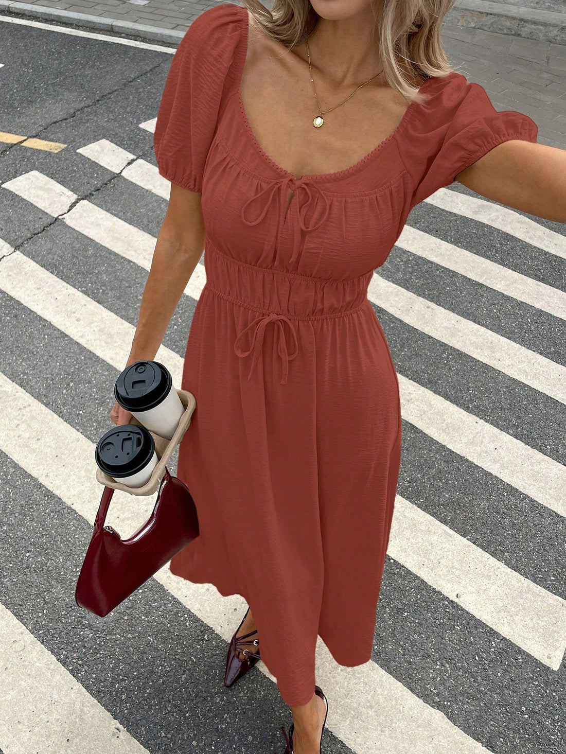 Step into summer with this playful puff sleeve dress, designed for effortless style and comfort. Its solid color and casual fit make it perfect for sunny days, while the puff sleeves add a fun, flirty touch. Whether you're out for brunch or a stroll in the park, this dress keeps you cool and chic all day long.